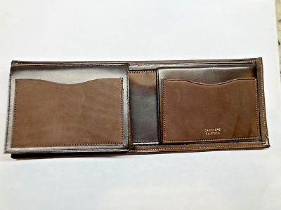 Vintage Beau Brummel Men's Cashmere Calfskin Brn Leather Billfold Wallet in Case