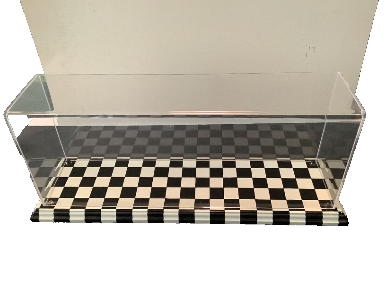1:18 / 1:24 scale Black & White Checkered display case 18.5 1:18 / 1:24 scale Black & White Checkered display case 18.5