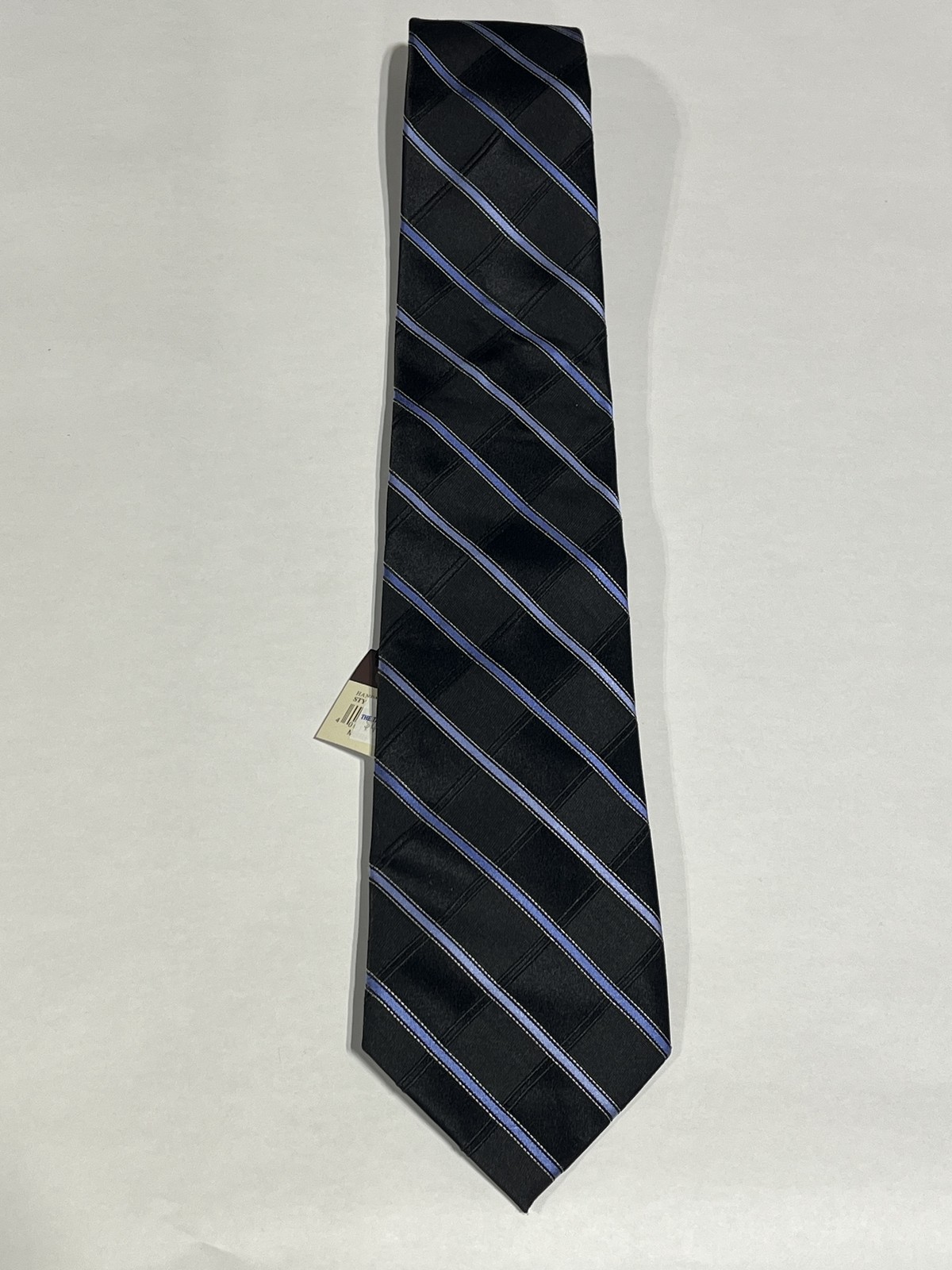 Mens Giorgio Cosani Black Tie With Blue Stripe Pure Silk Hand Made NEW