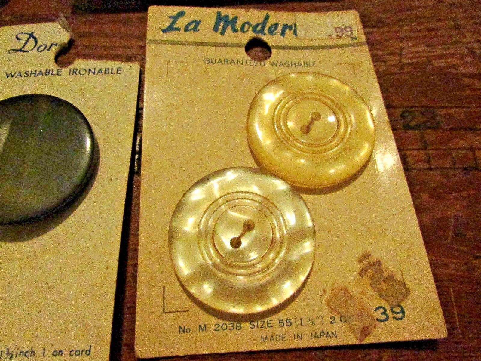 SIX CARDS OF DIFFERENT LARGE VINTAGE BUTTONS