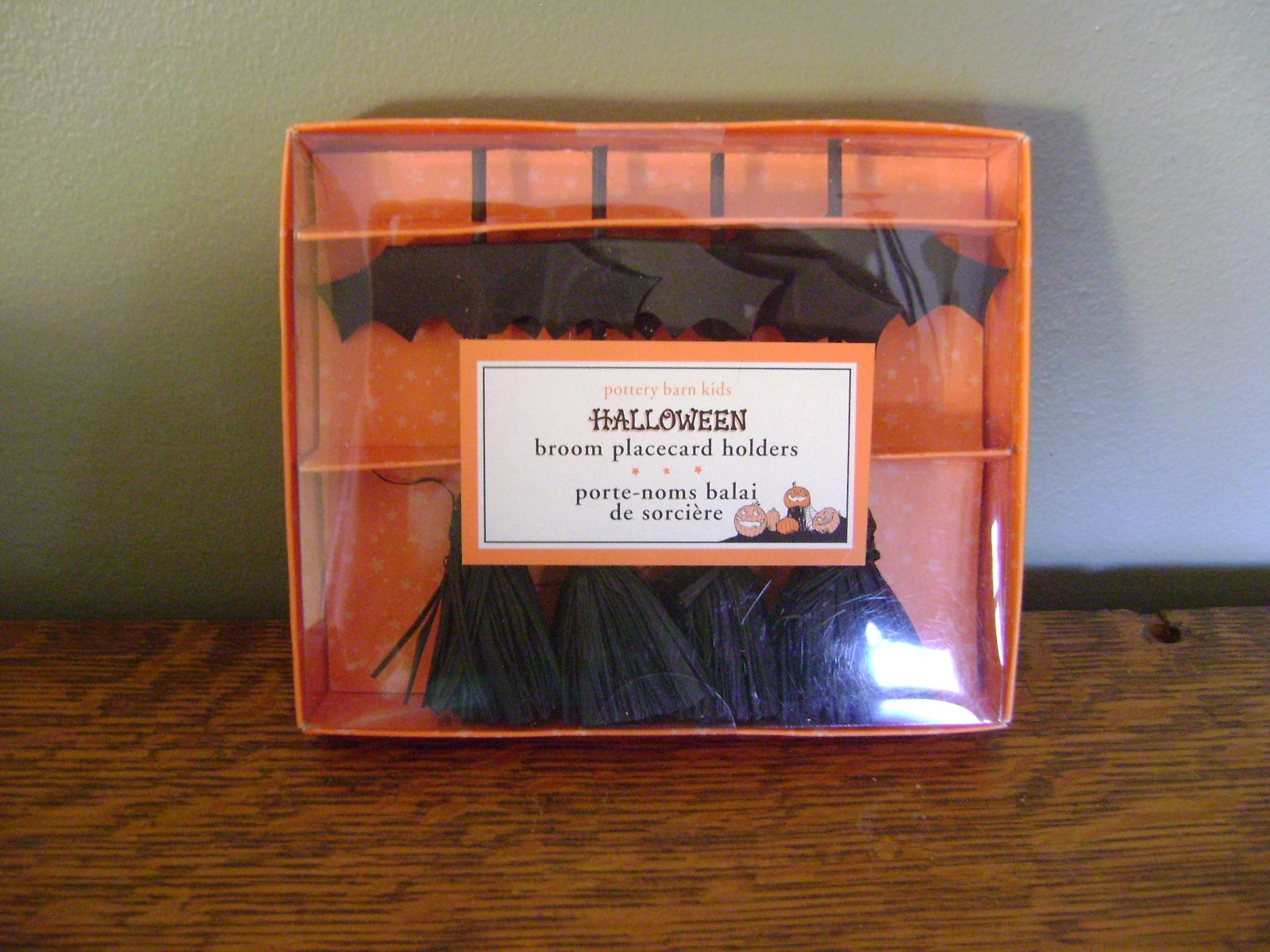 Pottery Barn Kids Halloween Broom Stick Witch Place Card Holders ~ SET/4