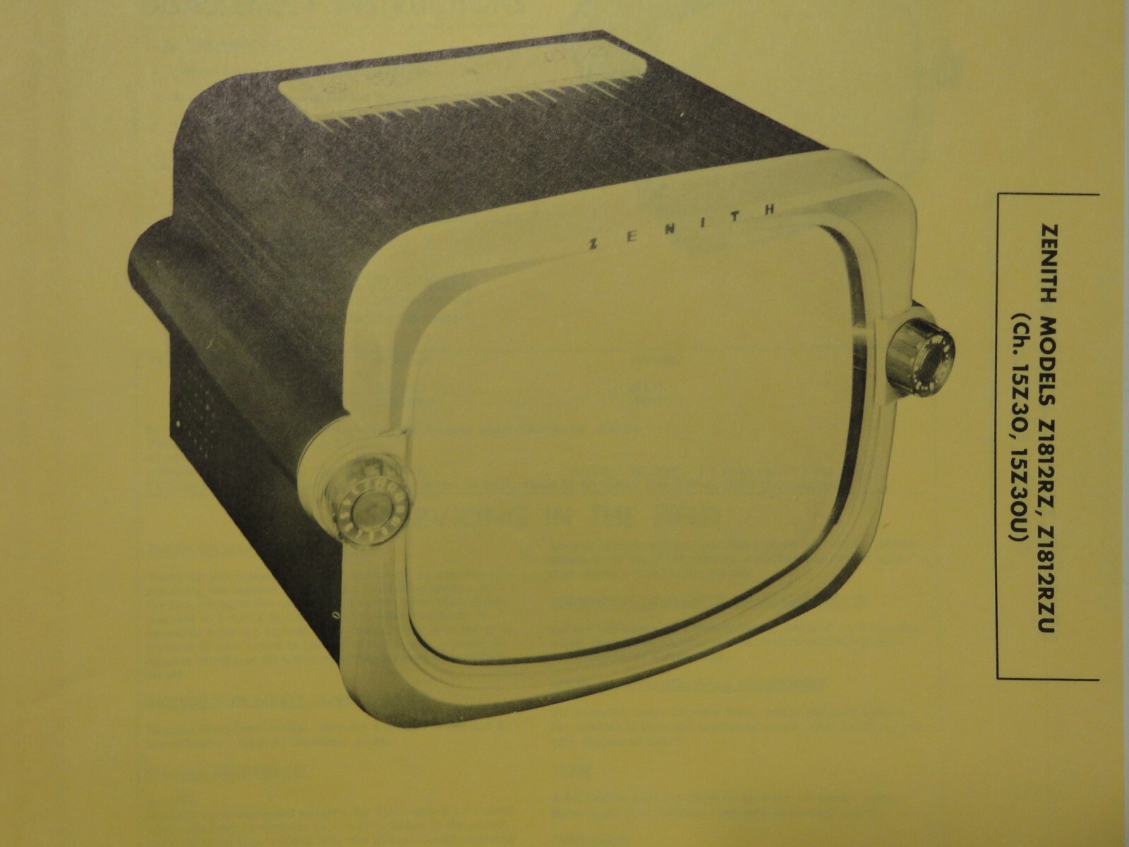 Original Sams Photofact Manual ZENITH Z1812RZ, Z1812RZU, (Ch