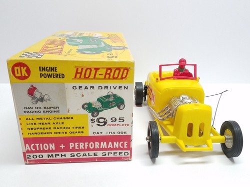 RARE YELLOW VTG Herkimer OK HOT-ROD TETHER CAR! Gas Powered ENGINE! Never Run