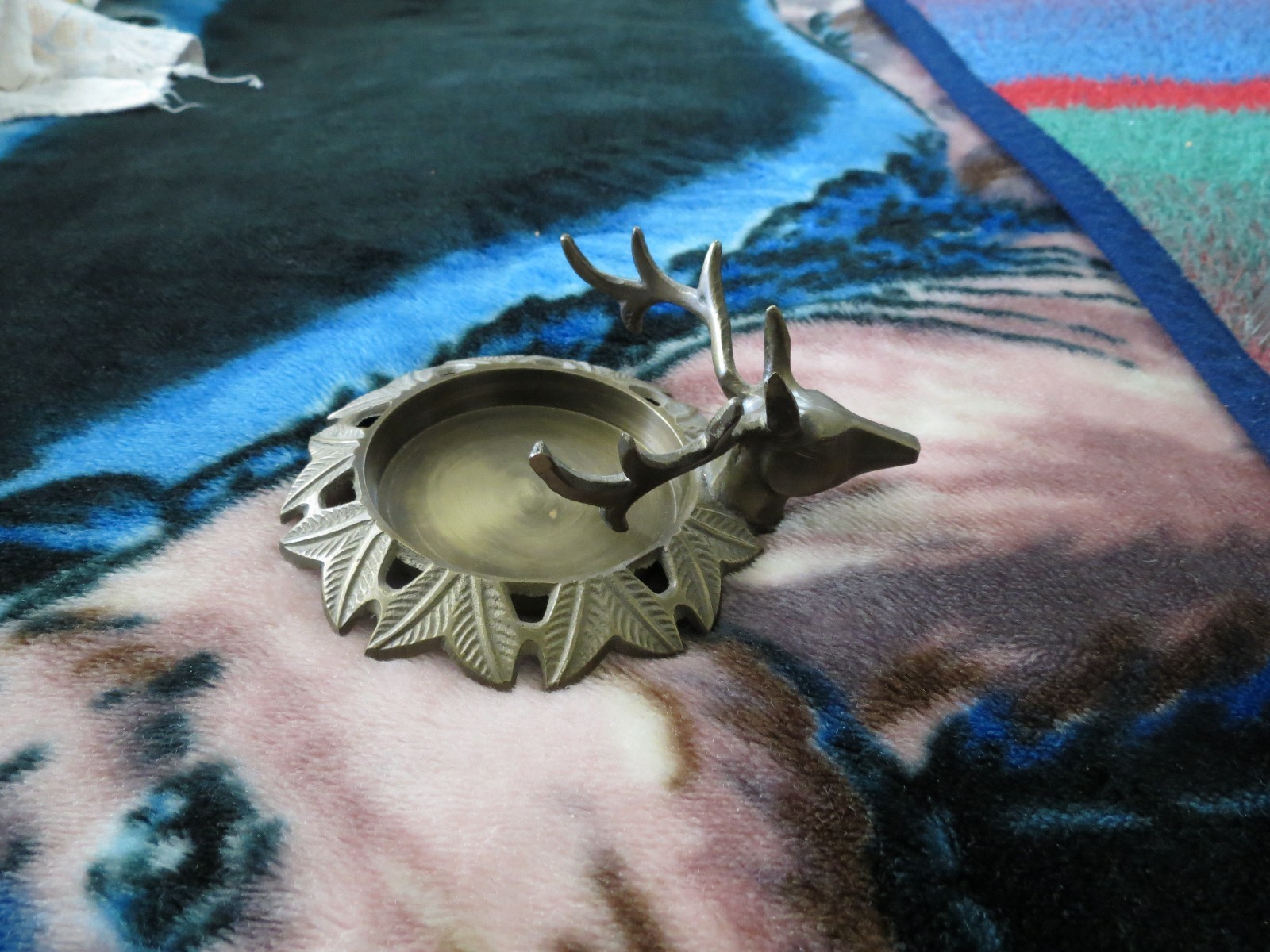 Vintage Brass Deer Stag candle holder