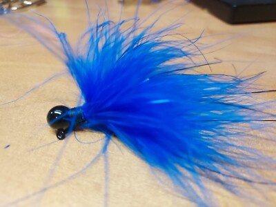 1/8oz Marabou Steelhead/Salmon Jigs Black & Blue W/Flash 