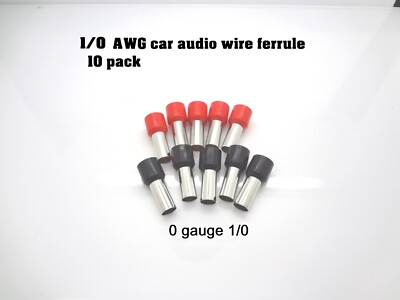 red & black 1/0 Gauge Wire Ferrule car audio Amp Amplifier Power Ground 0 AWG