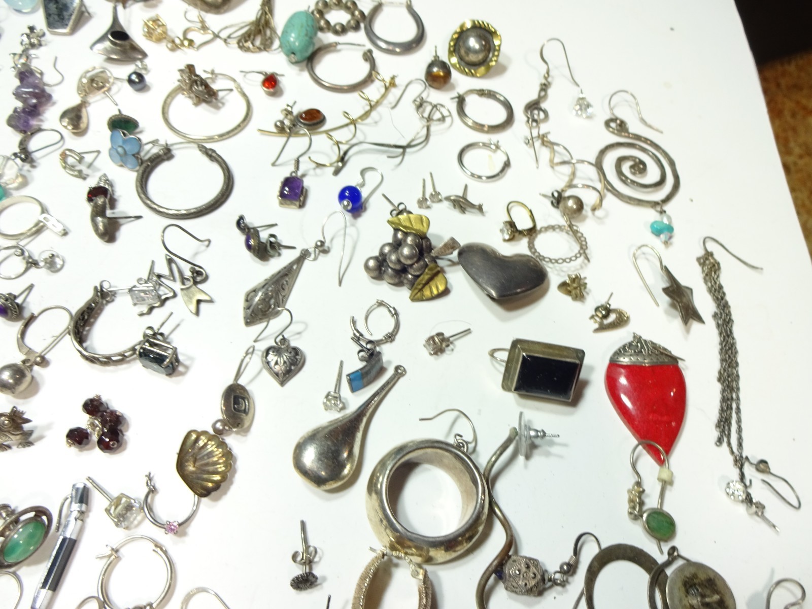 Sterling Silver Nice Lot Of Wearable SINGLE Earring Weighs 459 Grams