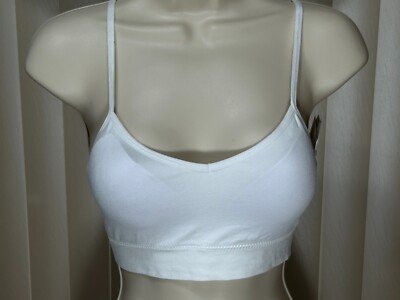 Abound Wireless Cropped Bralette S Pullover V Neck J Hook Bra White Beige 2 Set