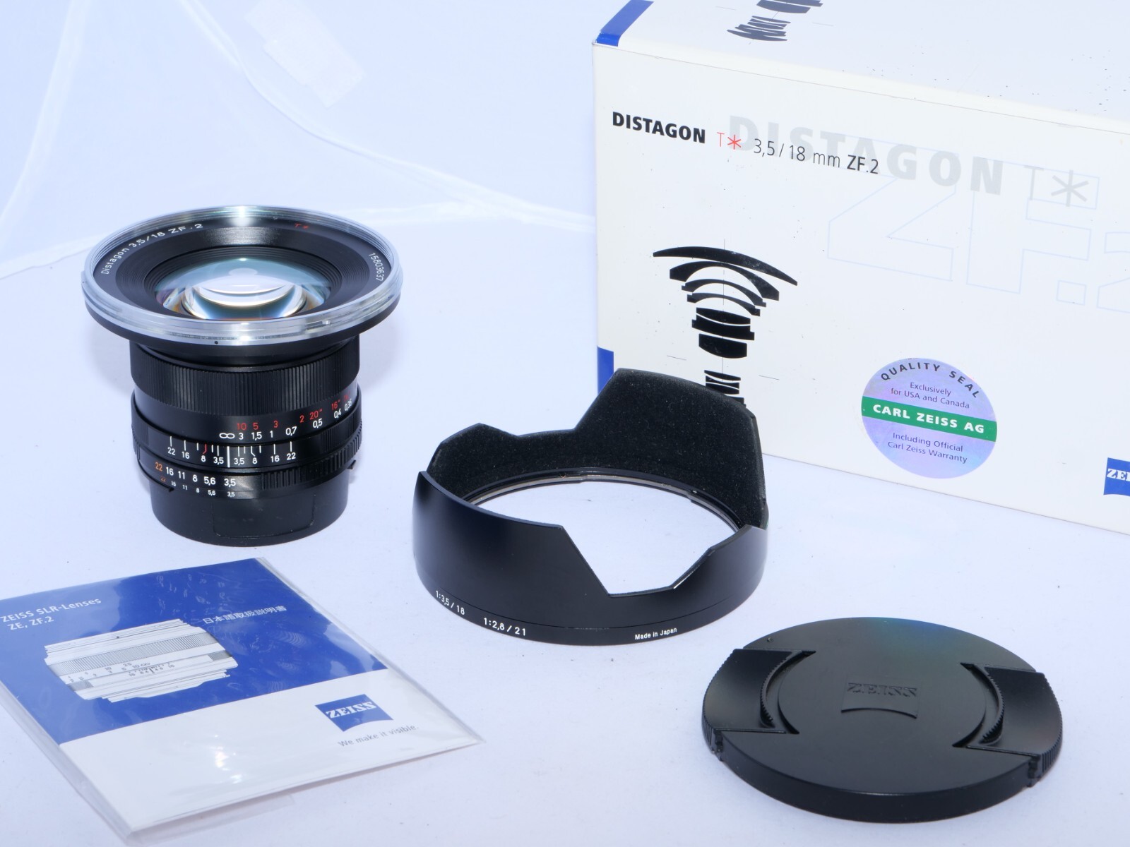 ZEISS Distagon ZF.2 T* 18mm f3.5 Wide Angle Lens. Hood. BOX
