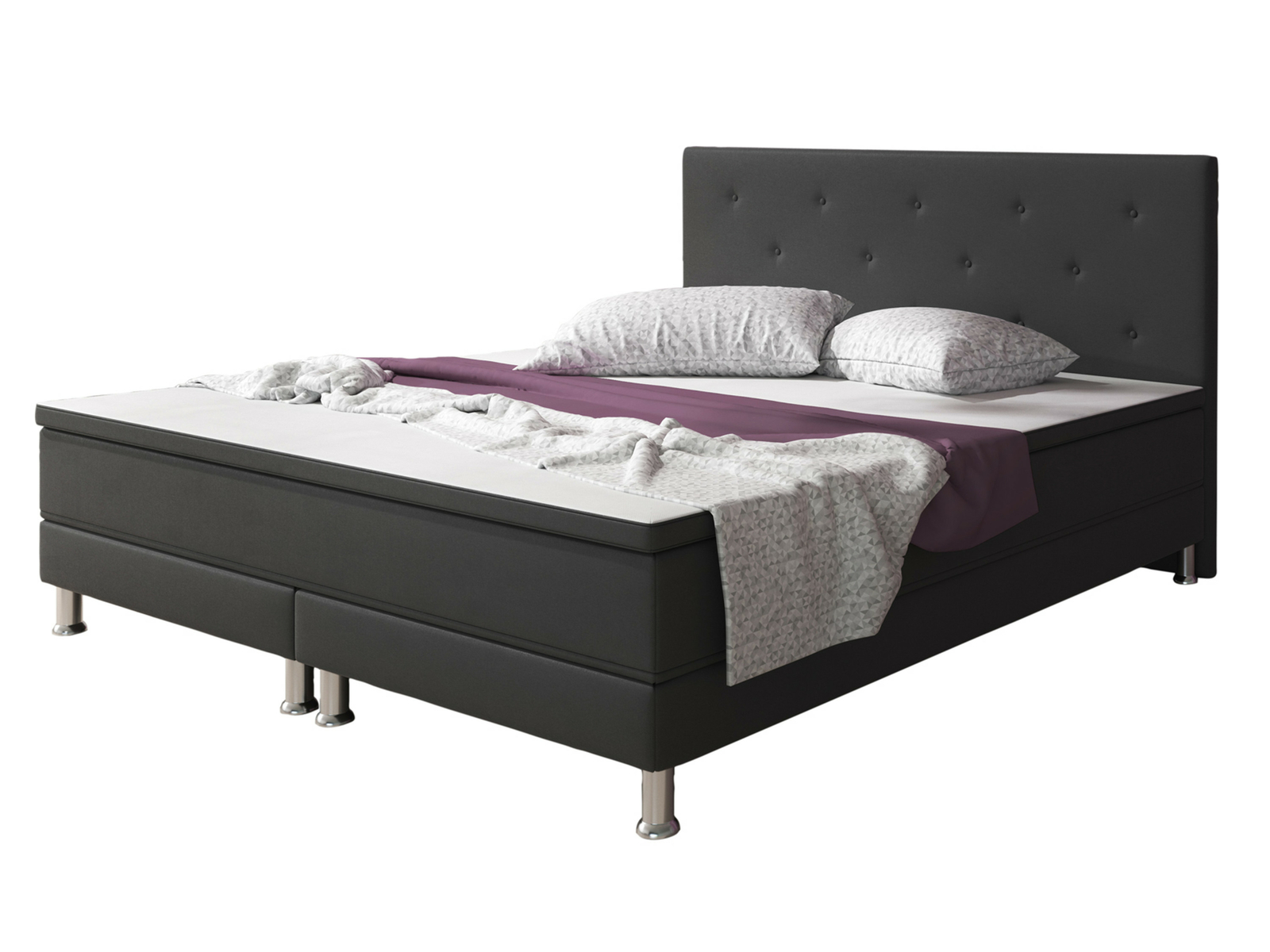 Boxspringbett Bonn 140x200 Webstoff Anthrazit