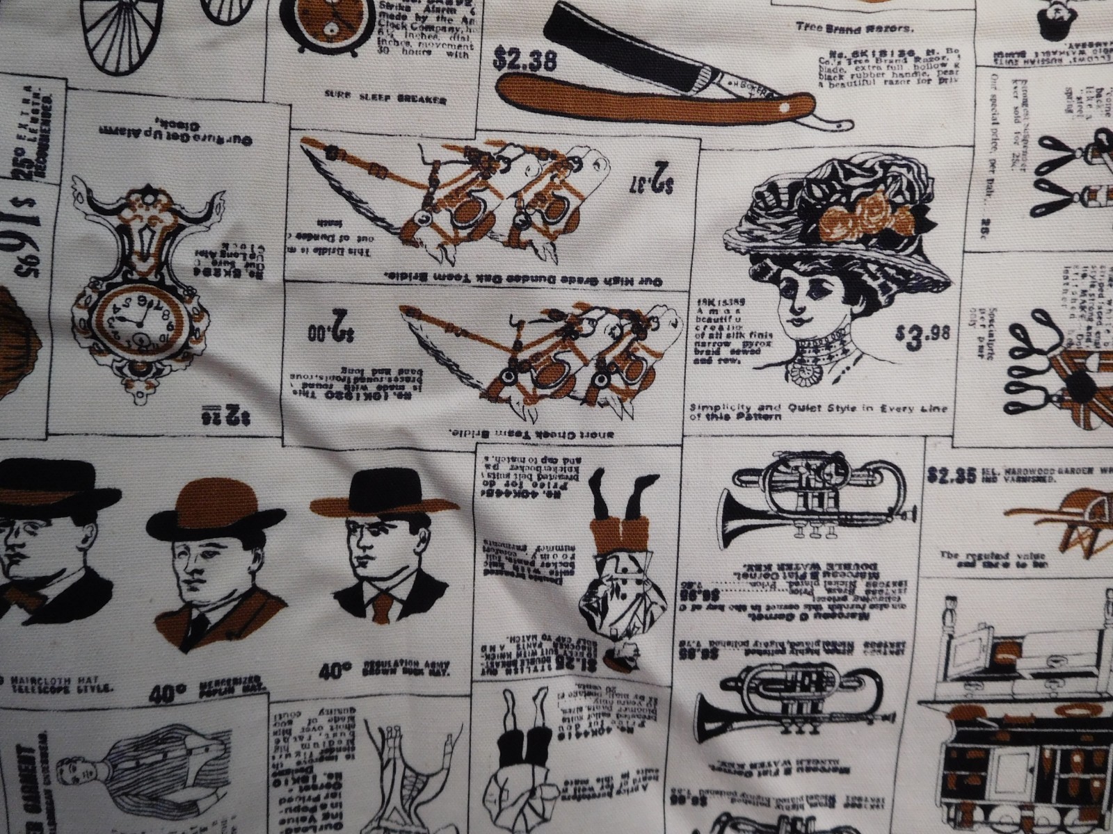 2 Yards VINTAGE Brookhaven Textiles Inc Patt 672 Victorian Catalog Print Fabric