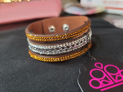 ''Rollin in Rhinestones Brown Urban Bracelet'' Wrap Bracelet. Paparazzi