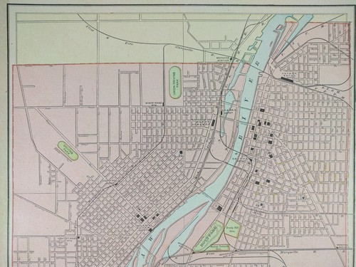 Vintage 1900 SAGINAW MICHIGAN Map Old Antique BAY CITY MIDLAND FREELAND MAPZ