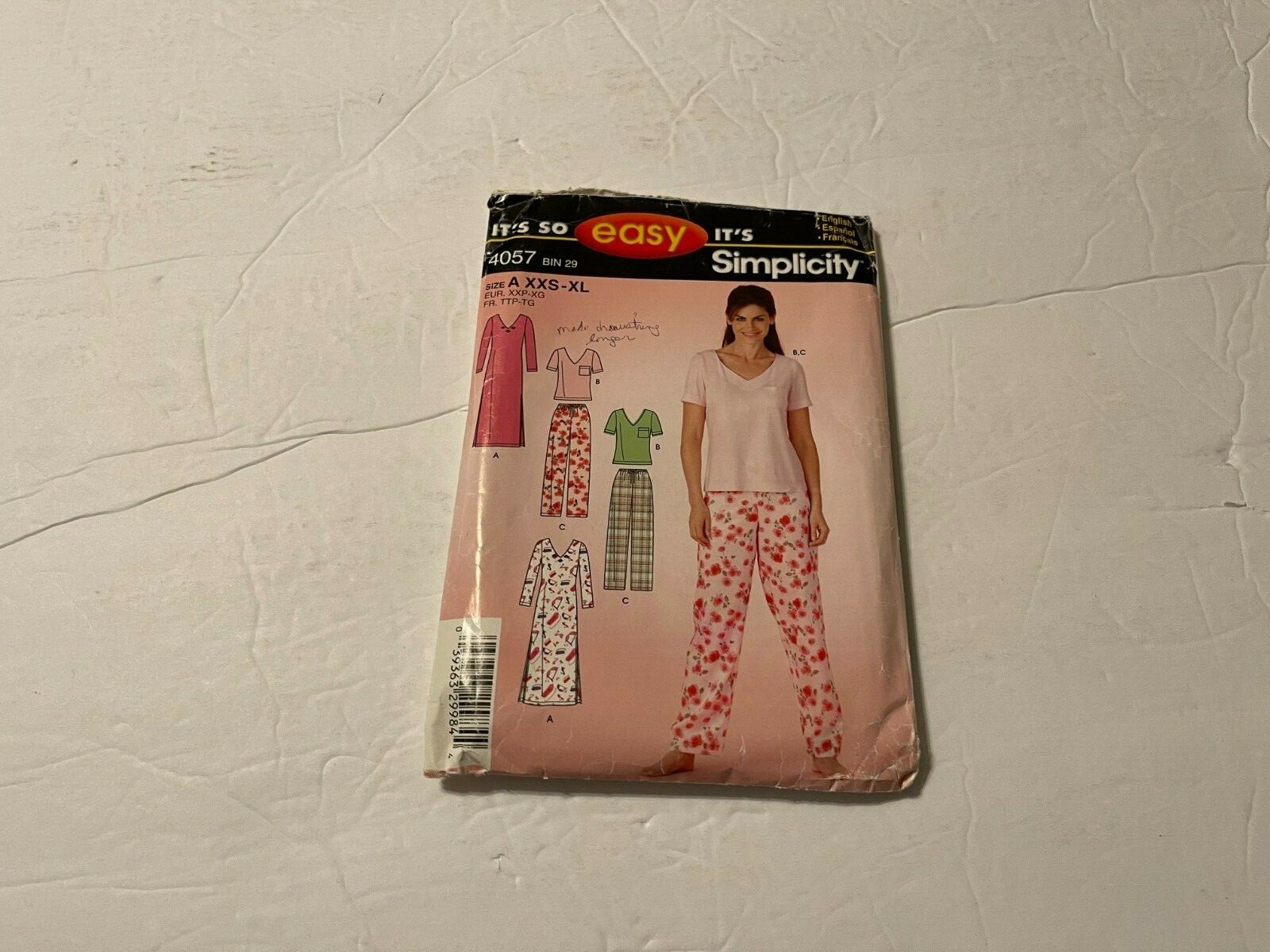 SIMPLE PROJECT Sサイズ Simplicity Easy 4057 XXS-XL Nightgown Pants Top English