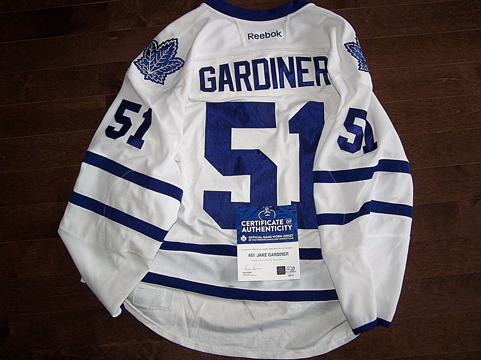 JAKE GARDINER 2013-2014 game used jersey MAPLE LEAFS..comes WITH COA from MLSE