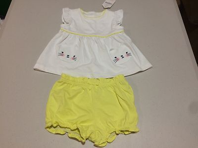 NWT Gymboree Meow and Dino Kitty Swing top Bloomer Short Set 3-6,6-12,12-18