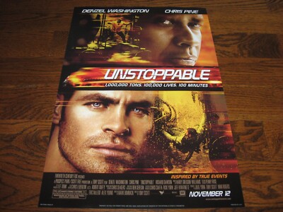 Unstoppable Movie Poster Chris Pine Denzel Washington 13 1/4'' x 19 1/2'' Awesome