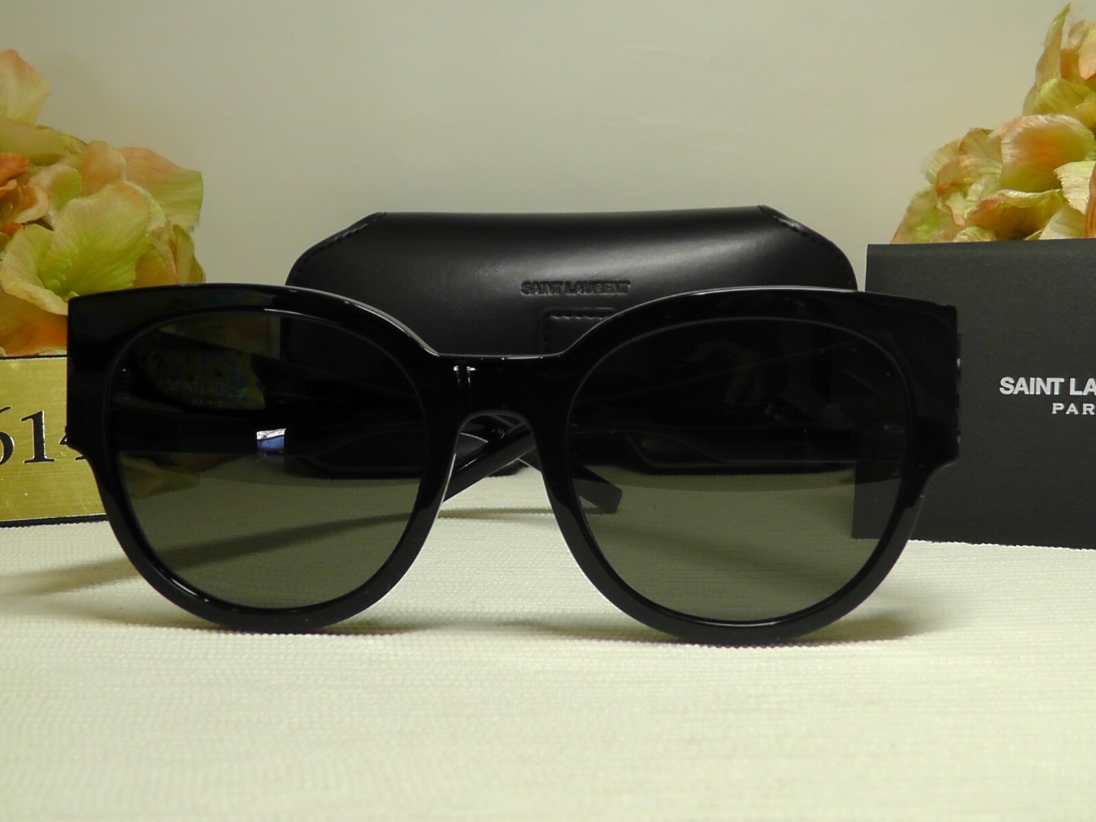 Pre-owned Saint Laurent Ysl Slm19 Core Shiny Black Frame Sunglasses 54 21 135italy In Gray