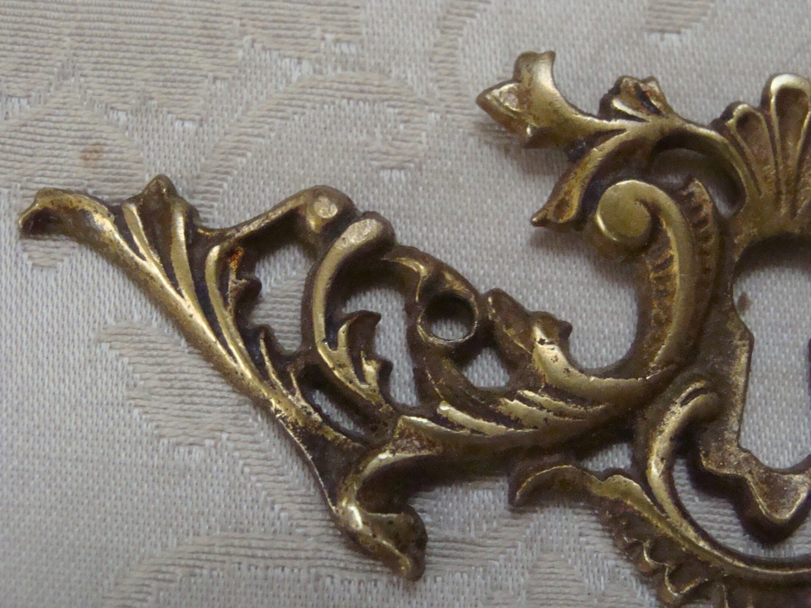 Large Ornate Antique Cast Brass horizontal  Keyhole Cover  ESCUTCHEON Victorian