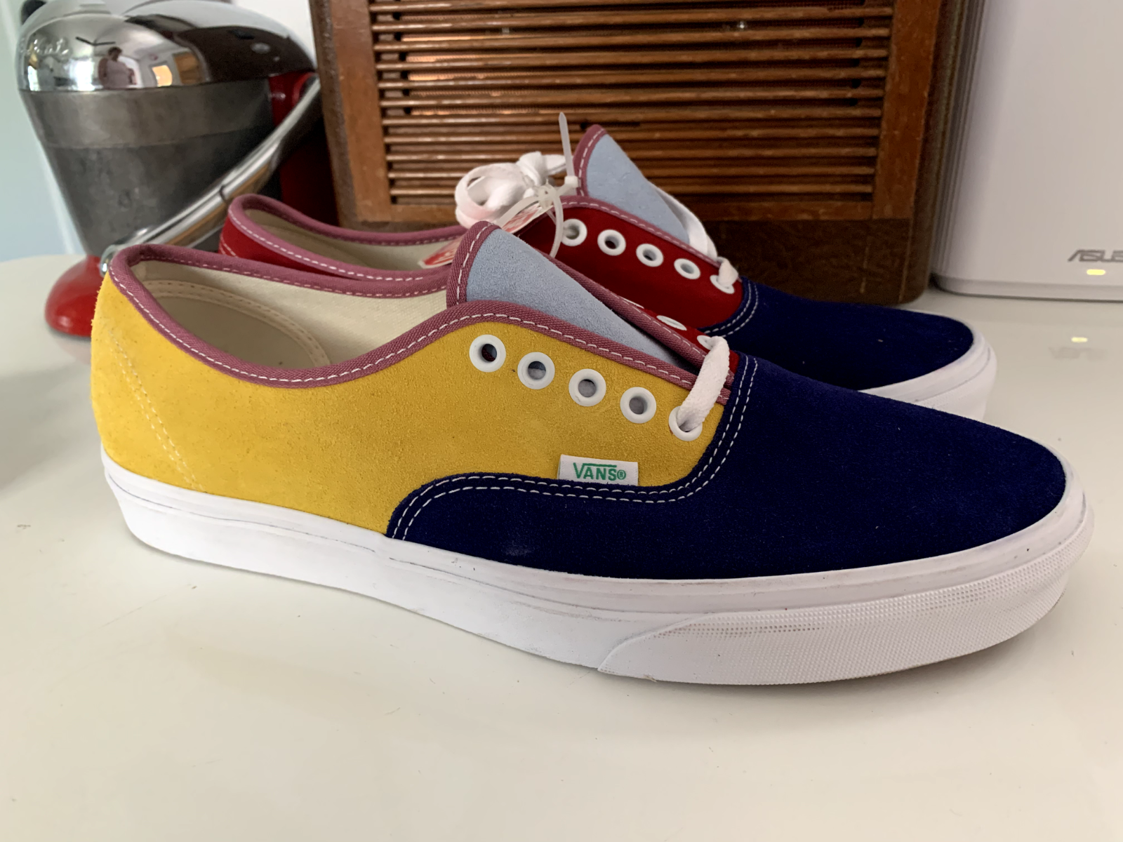 Vans Men s NWT New Sneakers Skate Shoes Multicolor Suede Red Yellow Blue 11.5 eBay