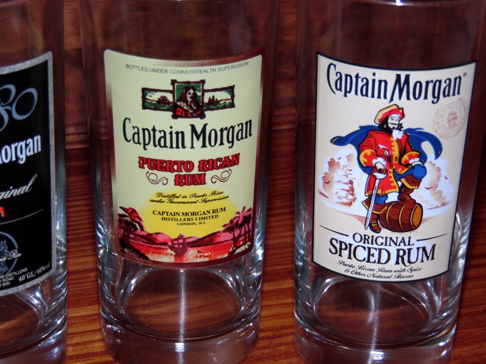 Set of (4) Captain Morgan Rum Label 15 Oz Tumbler Glasses ~ Official Crew Gear