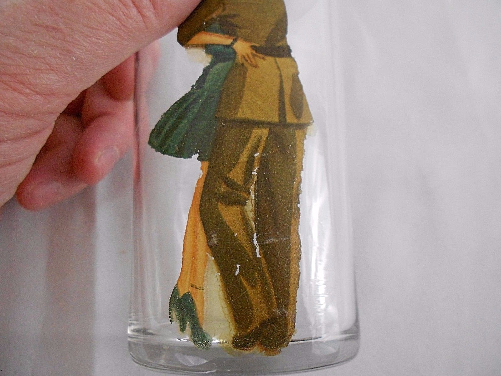 Vintage U.S. Army Glass Tumbler Salute Our Army WW II Soldier and His Girl