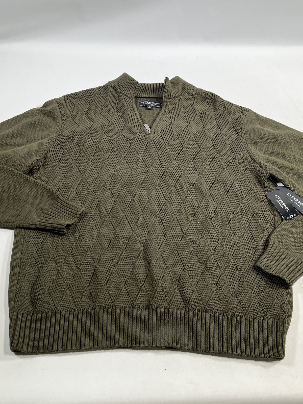 Mens Liverpool Green Diamond Pattern Sweater Size XL NEW