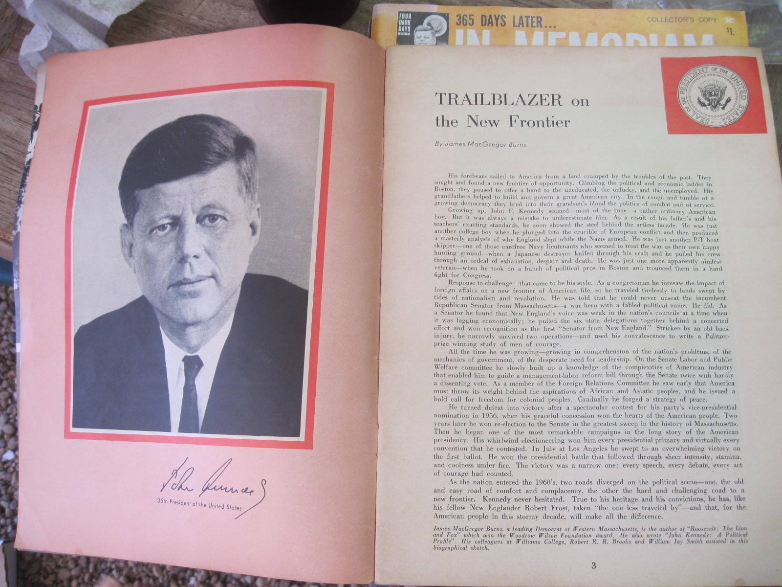 4 President John F. Kennedy Items, '61 Inaugural Program & 3 Books Life & Death