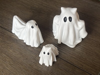 3 Pcs Resin Ghost Decor Halloween Horned Ghost, Ghost Cat, Ghost Dog