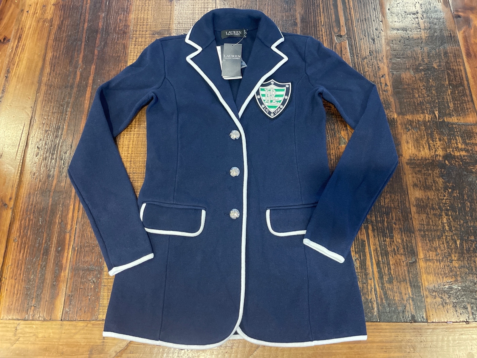 Lauren Ralph Lauren Black Label Combed Blue Sweater Blazer