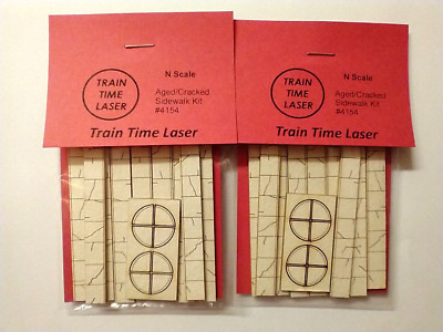 Train Time Laser N Scale Laser Cut Aged Sidewalk Two Pack - 810 Scale Feet