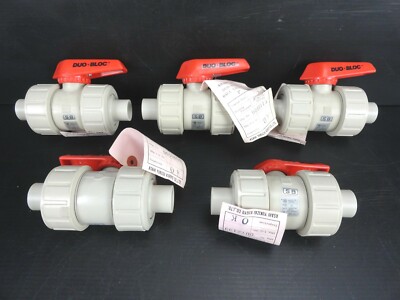 (Lot of 5) ASAHI - True Union 3/4'' DUO-BLOC Ball Valve 150PSI / EPDM Seals