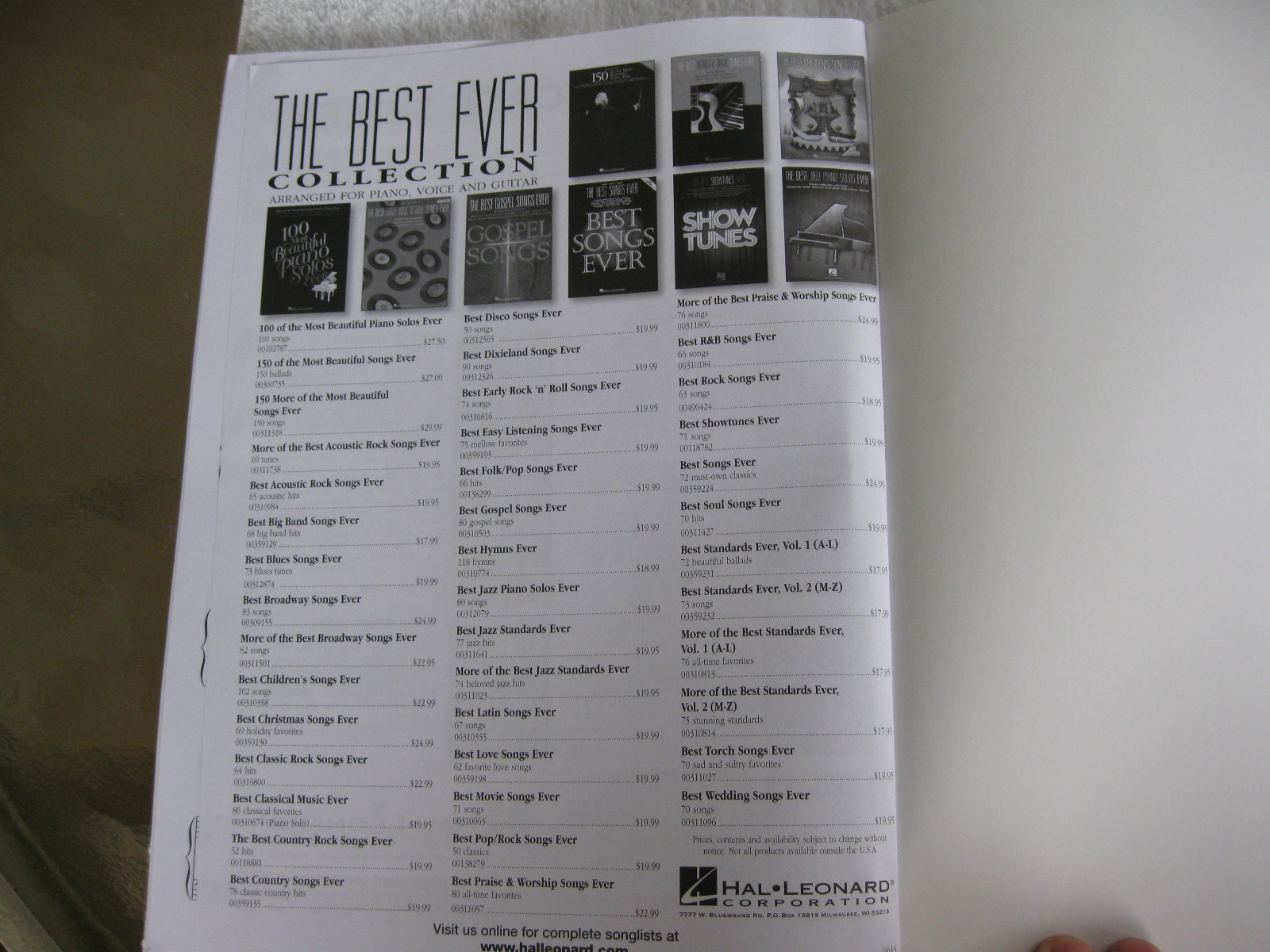 Chart Hits from 2015 & 2016 for Piano, Vocal and Guitar