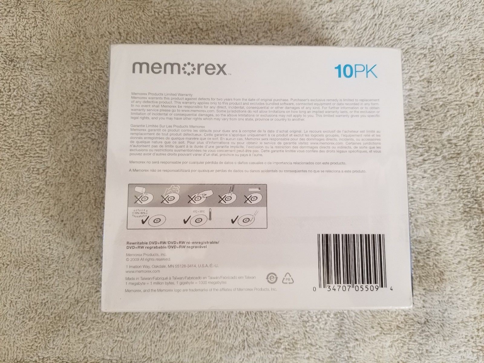 Dvd RW 10 Pack Memorex 4X 4.7GB 120 min