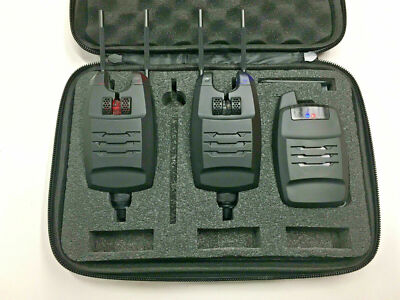 2 x Bite Alarms and Receiver Set in Case. Snag Bars, Jack Plugs, Bright LED's