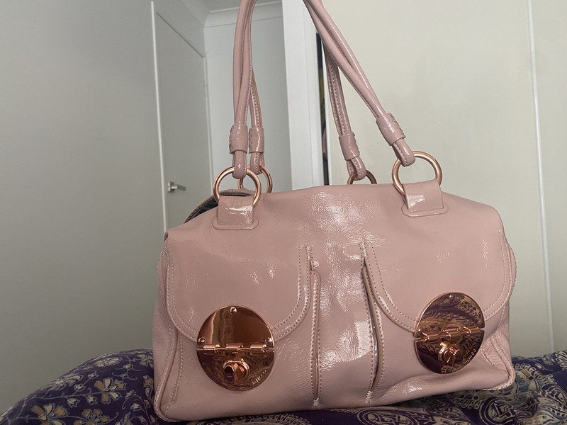 mimco patent leather bag