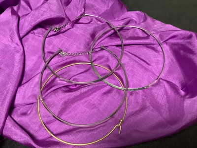 silver and goldtone chocker necklaces. set of 4