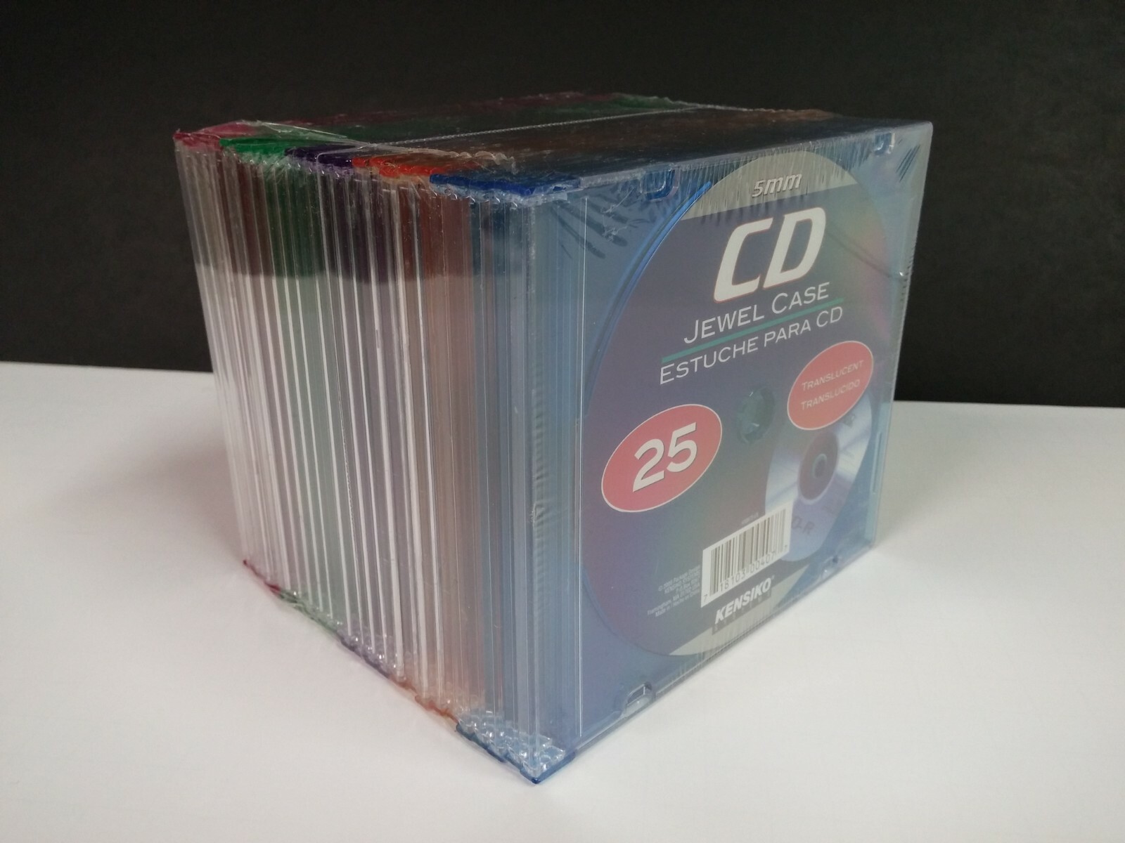 Pack of 25 Kensiko 5mm CD Slim Jewel Cases, Translucent, Sealed
