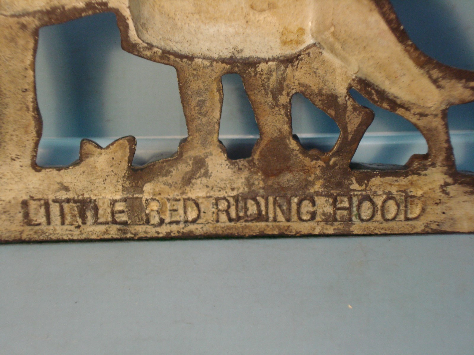 Little Red Riding Hood and Wolf Cast Iron Doorstop 7 1/2