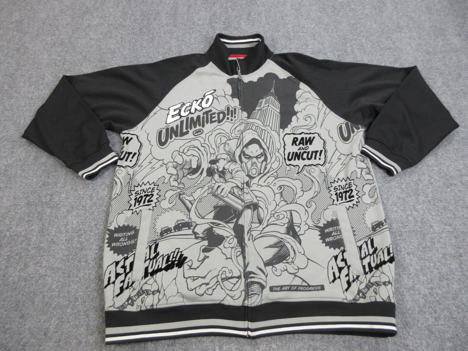 VINTAGE Ecko Unltd Track Jacket Mens 2XL XXL Gray Graffiti