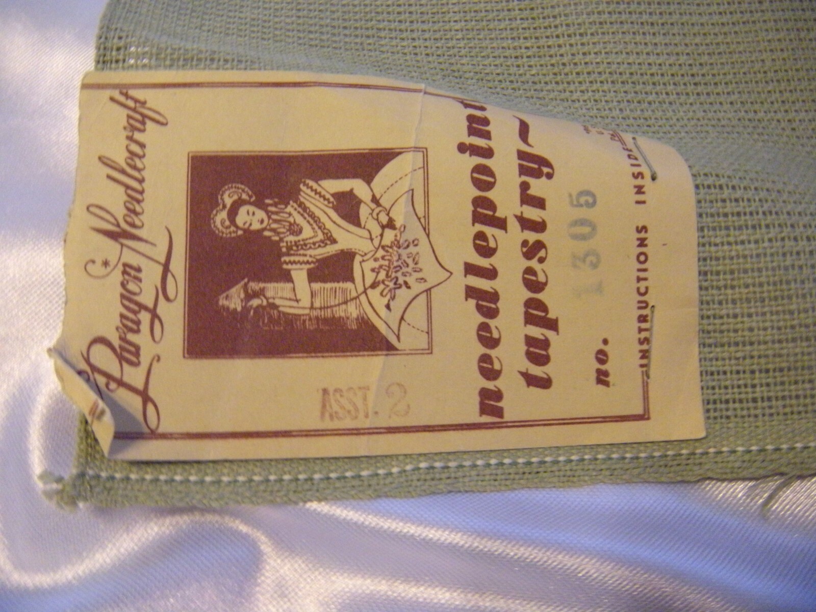 Vintage Paragon Floral Needlepoint Canvas Tapestry No 1305 PreWorked 23