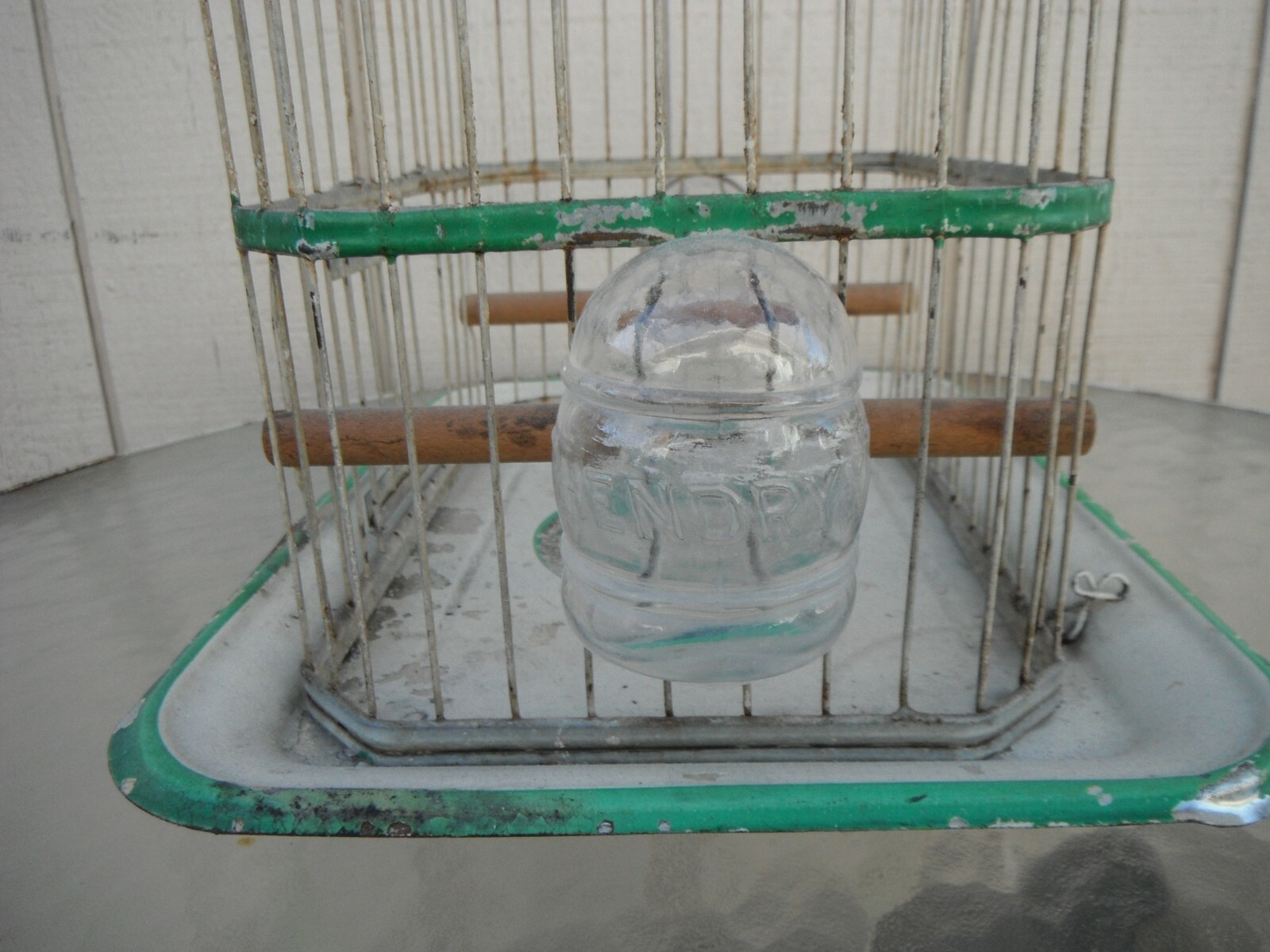 HENDRYX Bird cage feeder, Antique MILK GLASS OVAL Embossed