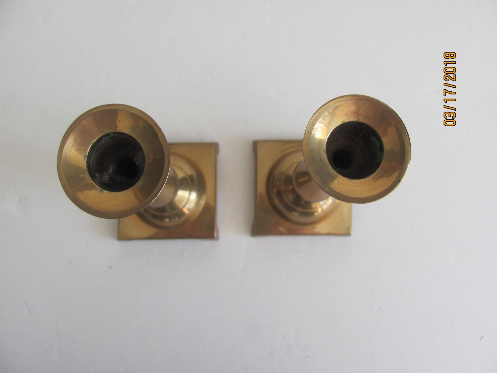 Vintage Set Pair Brass India Footed Candlestick Holder 6