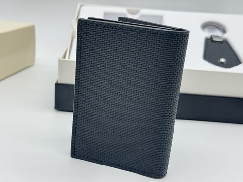 Pre-owned Montblanc Black Leather Card Holder Wallet & Key Set 100% Genuine $475