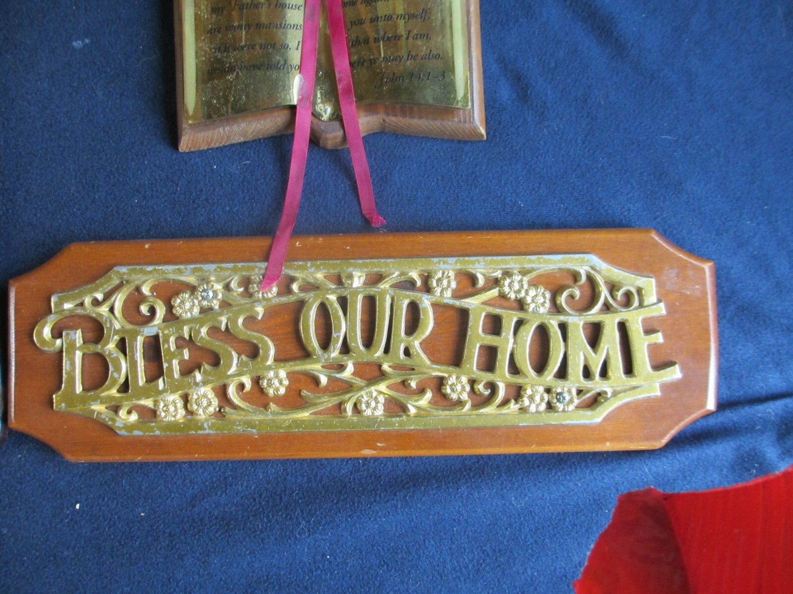 3 VTG CHRISTAIN HOMCO WALL PLAQUE WALL HANGING LOT 10 COMMANDMENTS JOHN 14:1-3