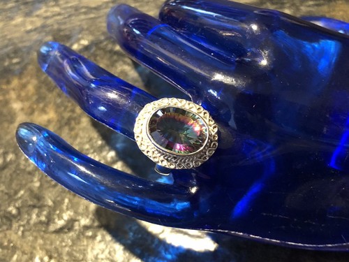 Gorgeous Set Of Oval Shape Mystic Topaz Ring/Earrings & 925 Sterling Silver