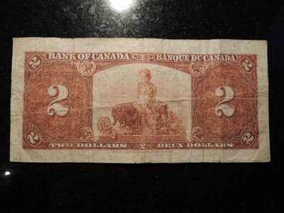 1937 BANK OF CANADA $ 2 TWO DOLLARS BC-22b GORDON TOWERS W/B 7908138