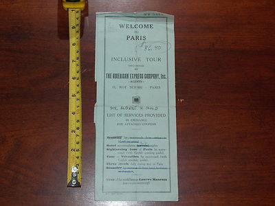 RARE VINTAGE WELCOME TO PARIS INCLUSIVE TOUR AMERICAN EXPRESS COMPANY INC FRANCE