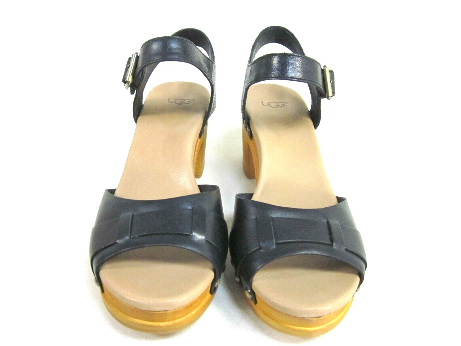 Pre-owned Ugg Australia Women's Janie Heel Sandals,black,us Size 7,eur 38 M,new In Box