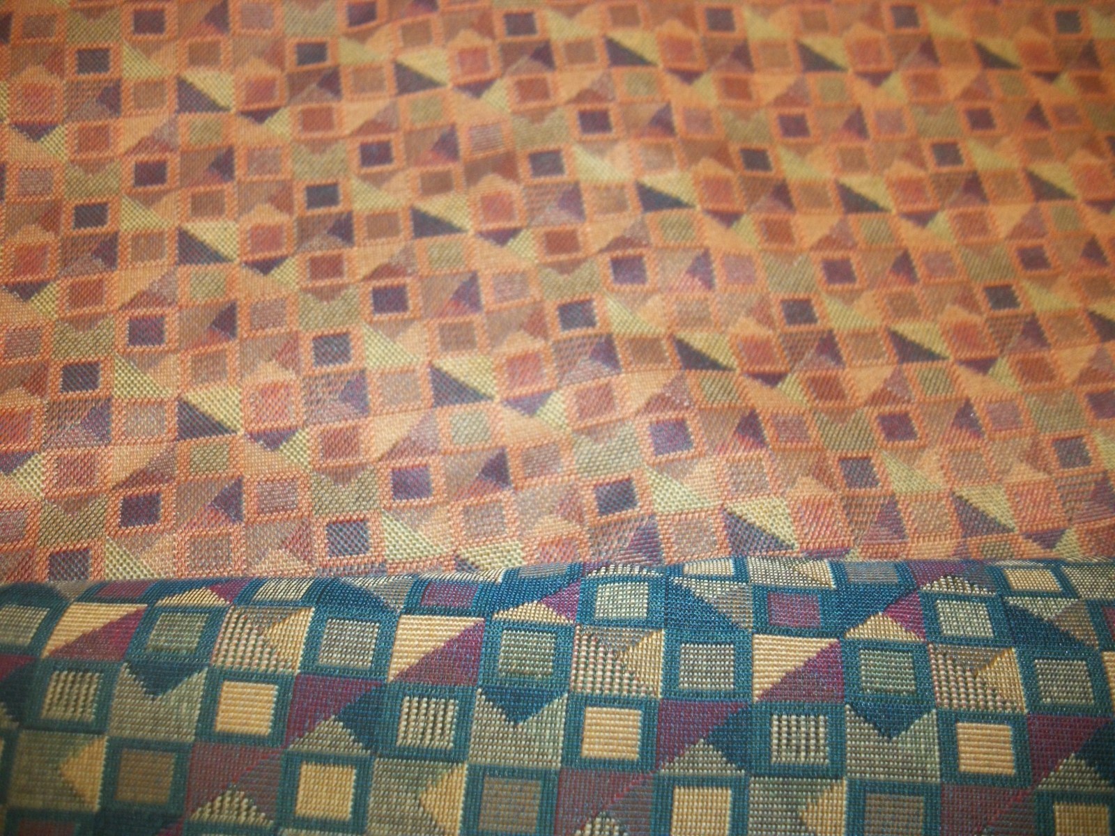 Vintage NOS 10 Yards Upholstery Fabric Retro Geometric Mid Century Pattern EUC